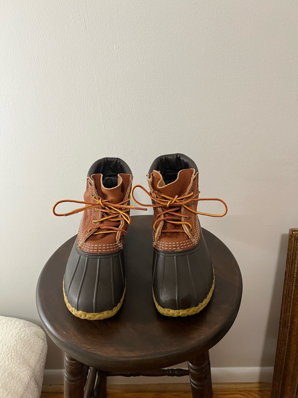 LL Bean Waterproof Duck Boots with Brown Rubber Toe
